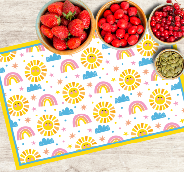 Individuais de mesa infantis padrão arco-Íris solar - TenStickers