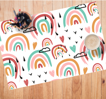 Individuais de mesa infantis padrão coração arco-íris - TenStickers