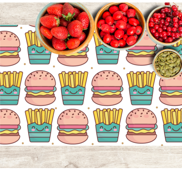 Individuais de mesa infantis padrão de hambúrguer feliz - TenStickers