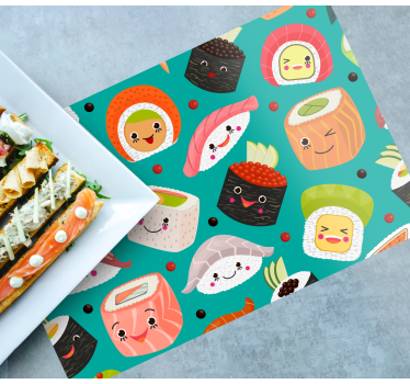 Individuais de mesa infantis personagens de sushi fofos - TenStickers
