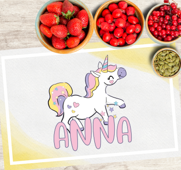 Individuais de mesa infantis unicórnio com corações - TenStickers