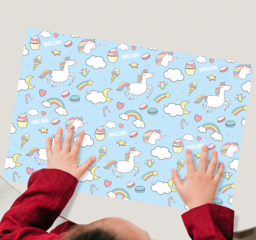 Individuais de mesa infantis unicórnios e arco-íris - TenStickers