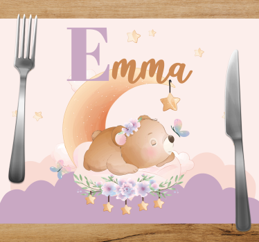 Individuais de mesa infantis urso dorminhoco com estrelas - TenStickers