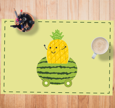 Individuais de mesa infantis veículo abacaxi melancia - TenStickers