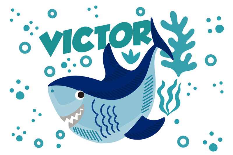 Individuais de mesa Tubarão bebê com nome - TenStickers