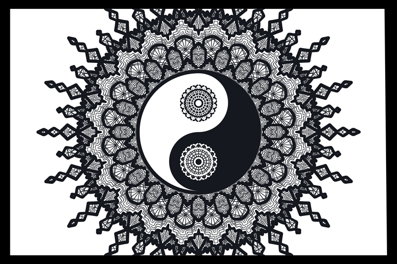 Individuais de mesa de texturas padrão mandala yin yang - TenStickers