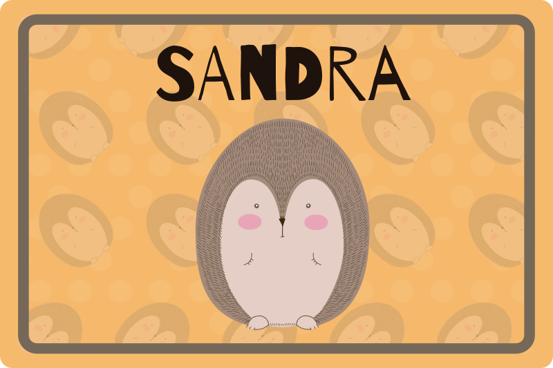 Porco-espinho desenhado com nome individuais de mesa ouriço - TenStickers