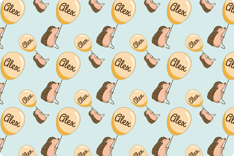 Individuais de mesa infantis ouriço com balões com nome - TenStickers