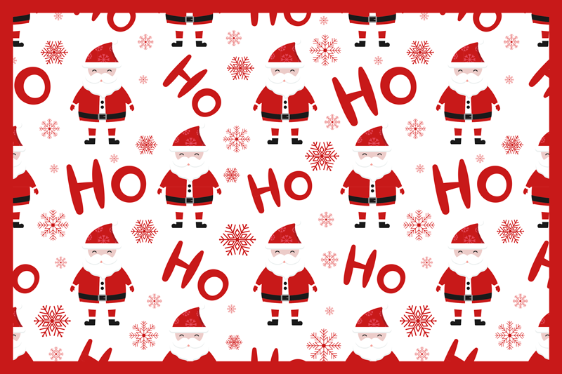 Individuais de mesa de Natal Papai noel e padrão hohoho - TenStickers