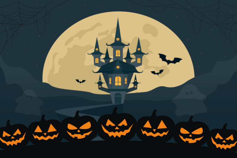 Individual de mesa halloween cena de castelo assombrado - TenStickers