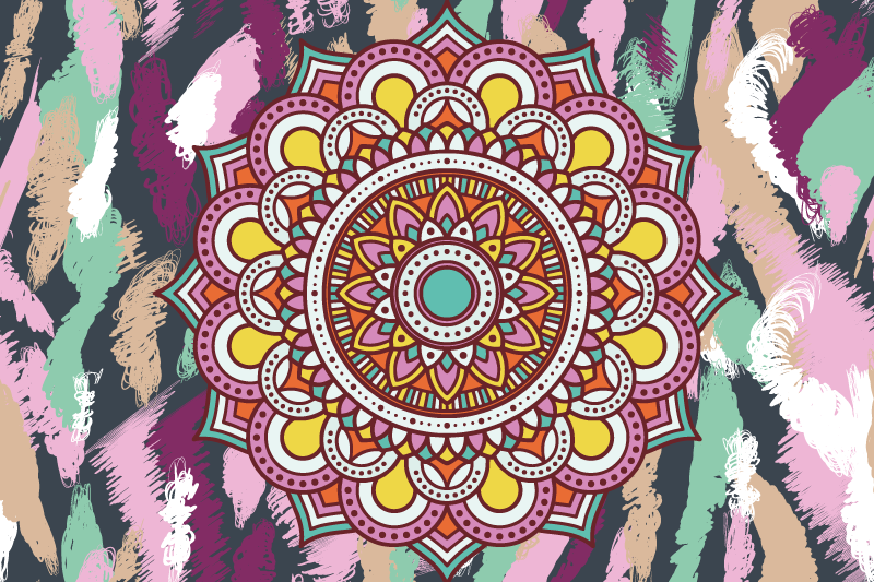 Individuais de mesa originais Mandala multicolor - TenStickers