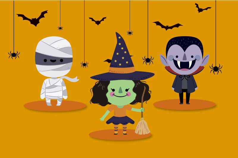 Individual de mesa halloween personagens divertidos - TenStickers