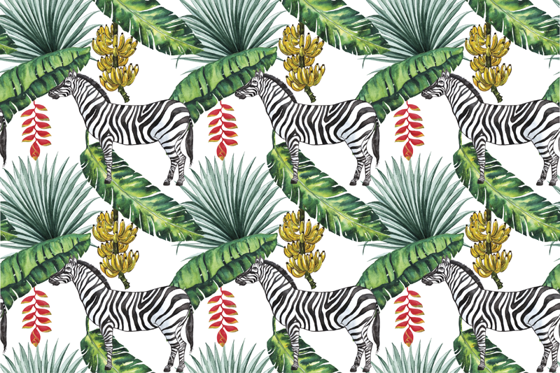 Individuais de mesa de texturas padrão folha zebra - TenStickers