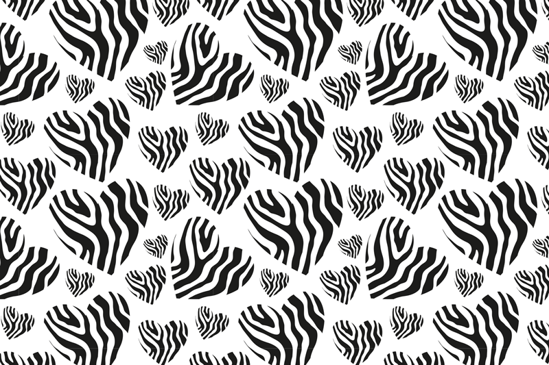 Individuais de mesa de texturas padrão coração zebra - TenStickers