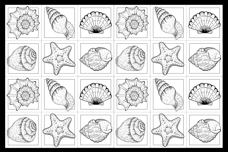 Individuais de mesa originais com padrão de conchas - TenStickers