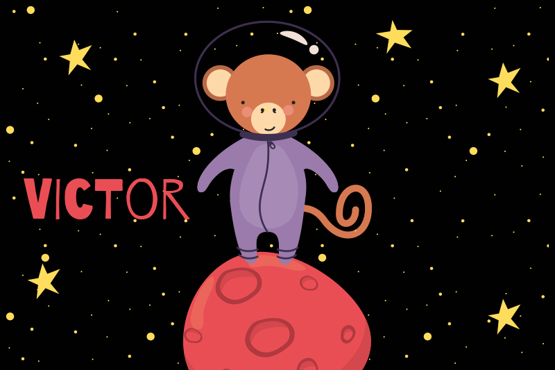Individuais de mesa infantis aventura do macaco astronauta - TenStickers