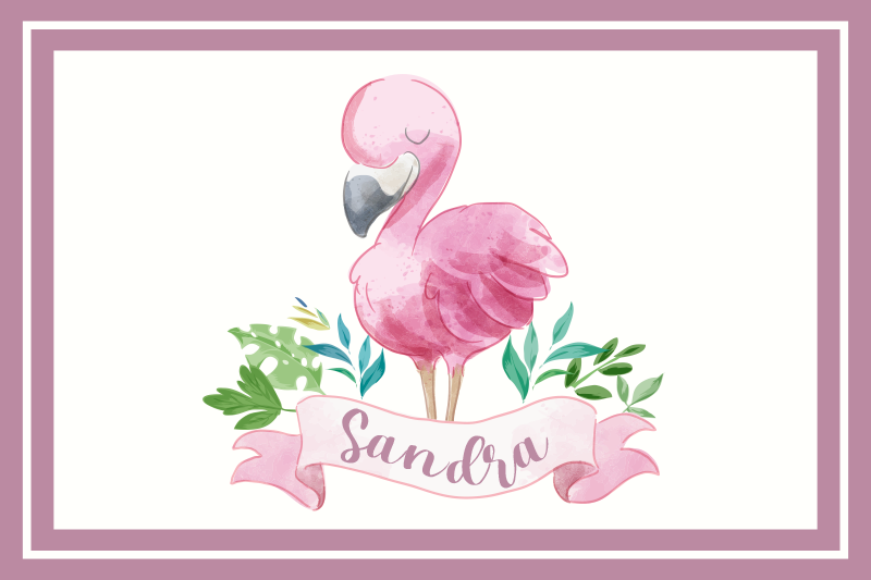 Individuais de mesa com nome flamingo com laço - TenStickers