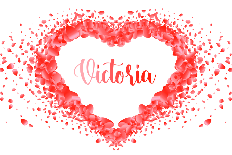 Individuais de mesa com nome Pétalas formando coração com nome - TenStickers