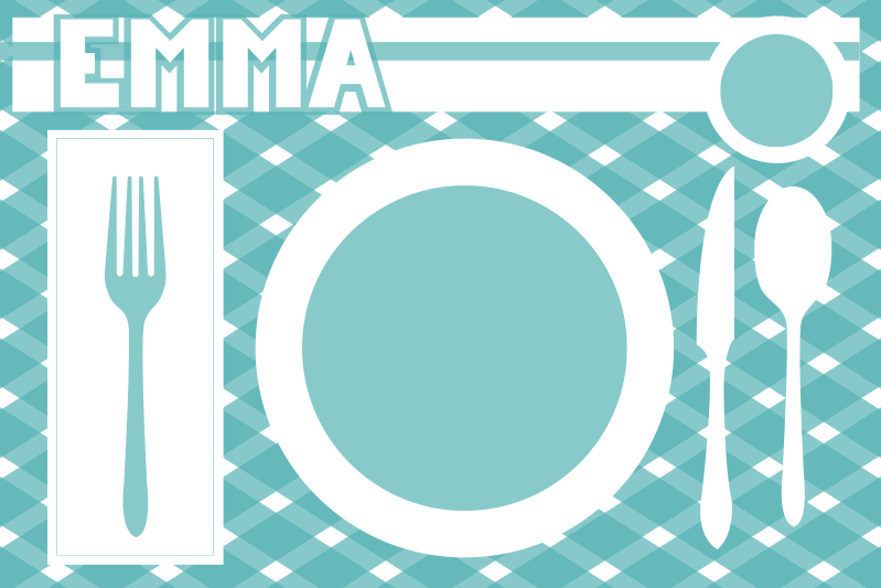 Individuais de mesa com nome Configuração de placa - TenStickers