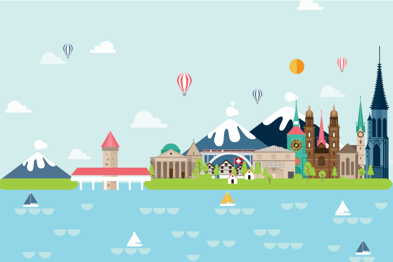 Individuais de mesa originais paisagem urbana colorida - TenStickers