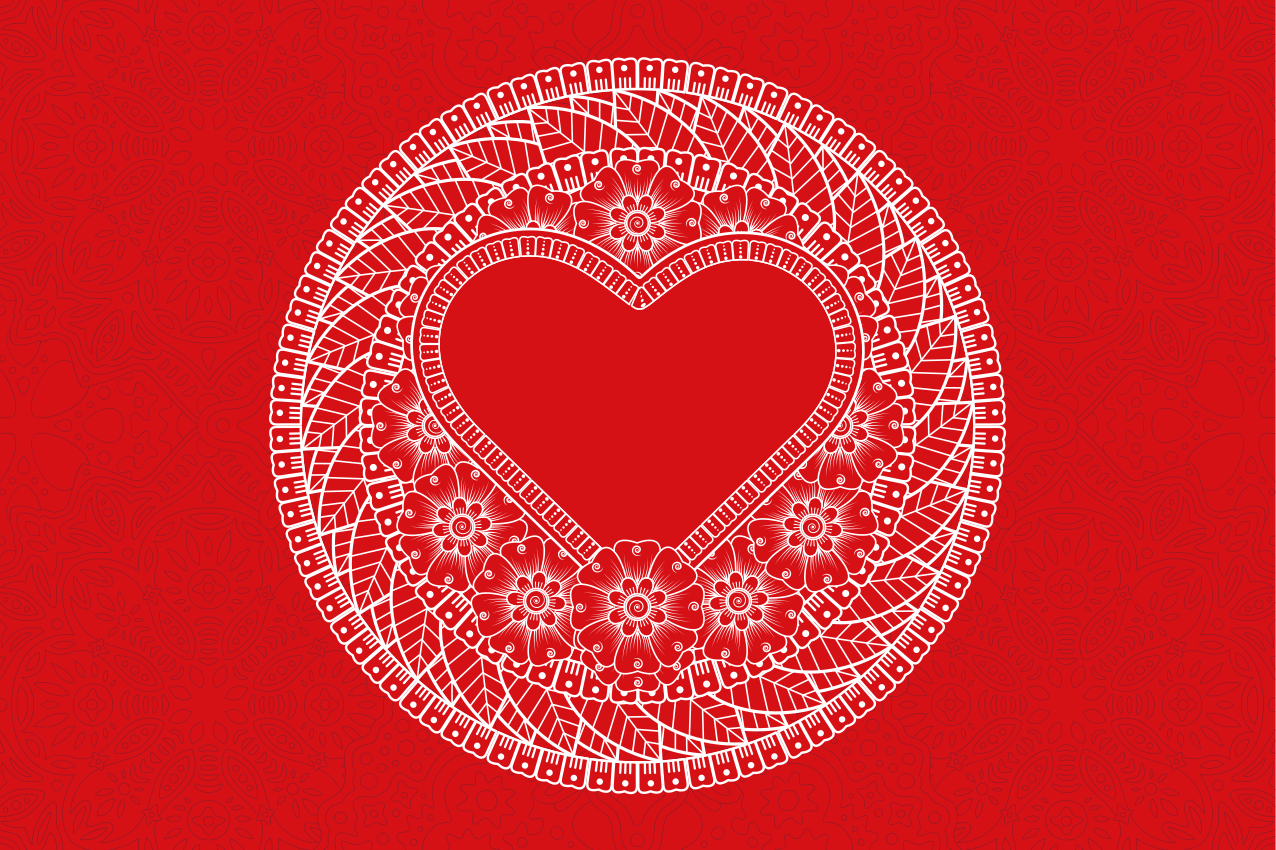 Individuais de mesa com texto padrão de corações - TenStickers