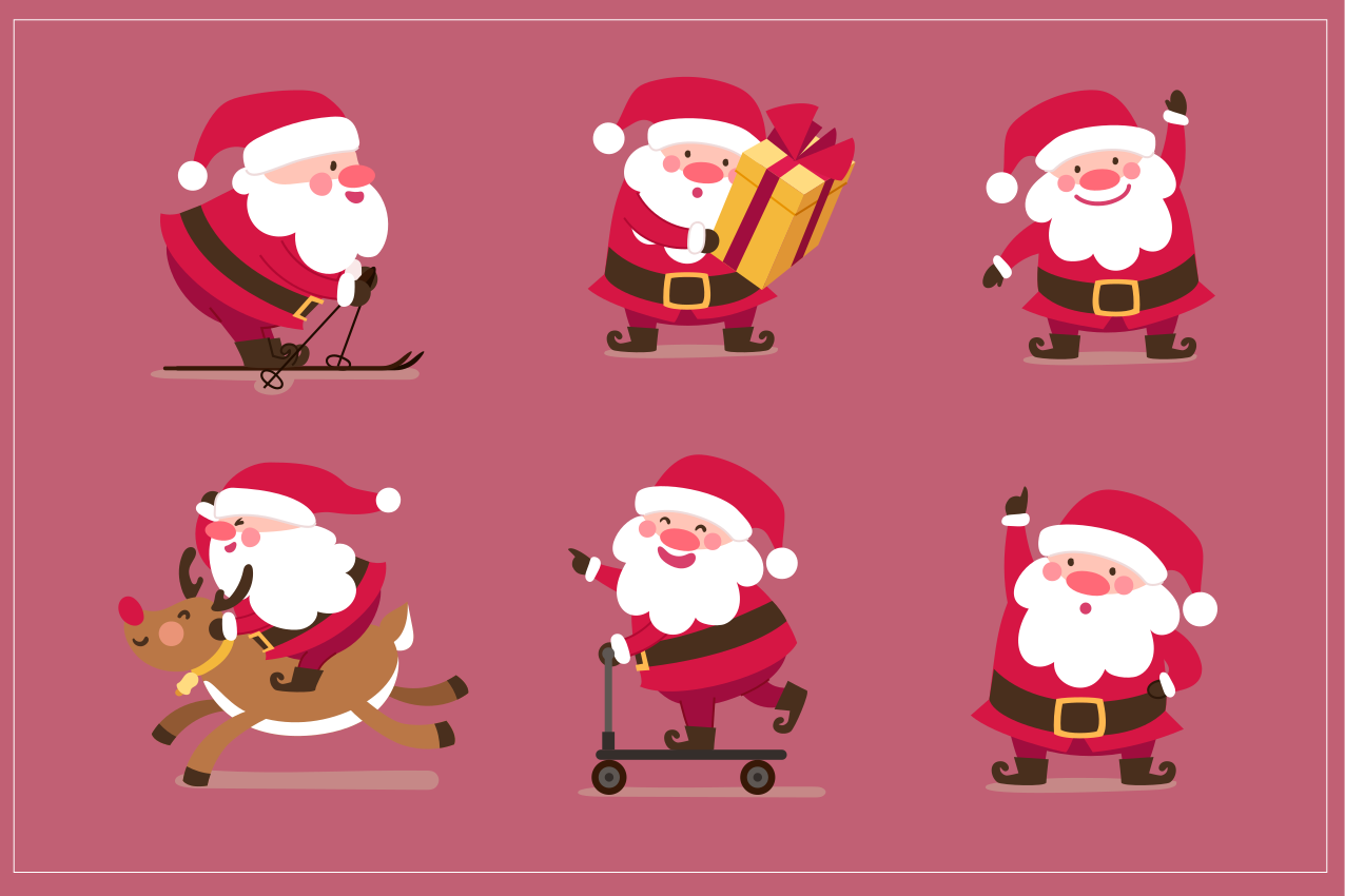 Individuais de mesa de natal personagens de papai noel - TenStickers
