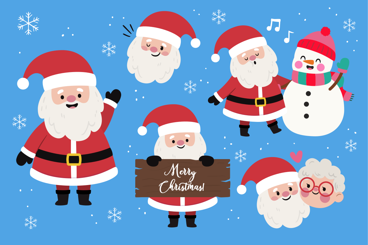 Individuais de mesa de natal personagens do papai noel - TenStickers
