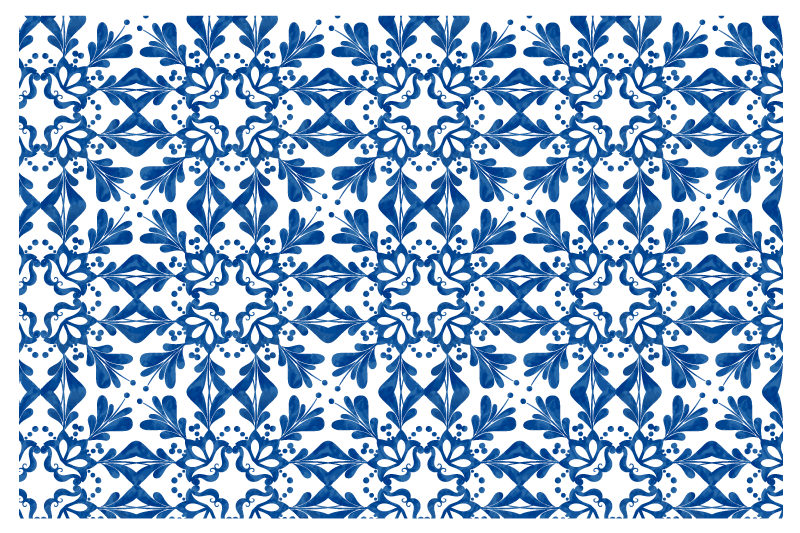 Individuais de mesa de texturas Azulejo azul vintage padrão - TenStickers