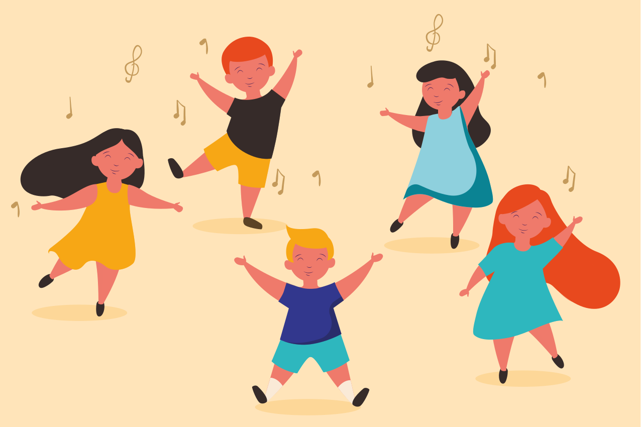 Individuais de mesa infantis crianças dançando com alegria - TenStickers