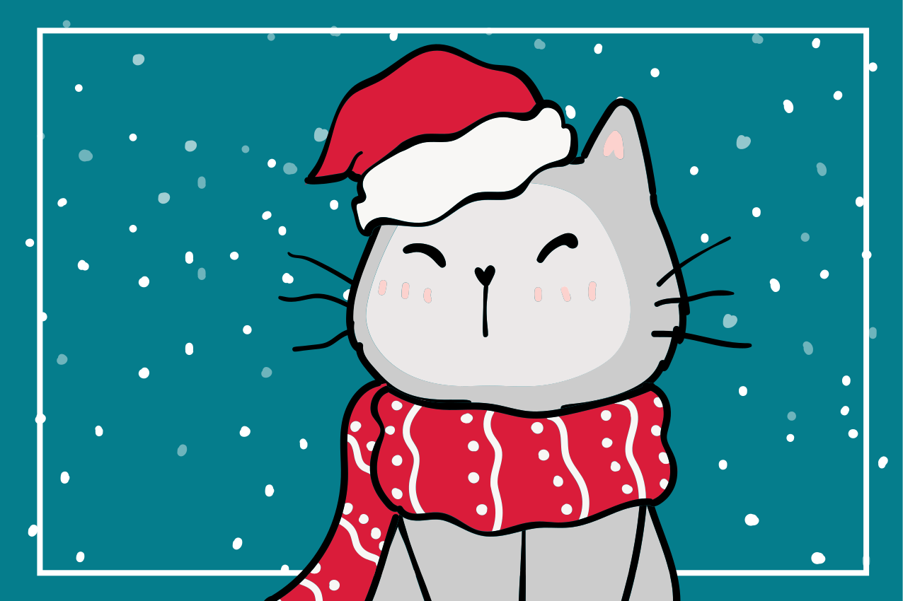 Individuais de mesa de natal gato feliz de natal - TenStickers