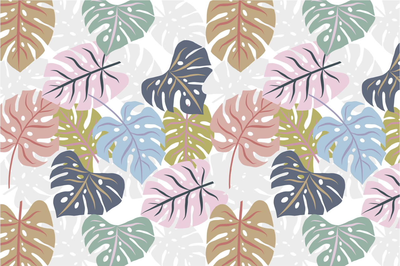 Pastel monstera individuais de mesa de vinil - TenStickers