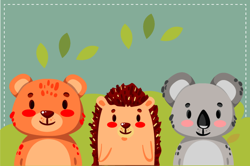 Individuais de mesa infantis amigos animais fofos - TenStickers