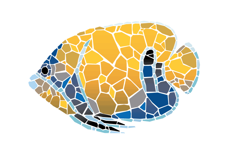 Individuais de mesa originais ilustração de peixe mosaico - TenStickers