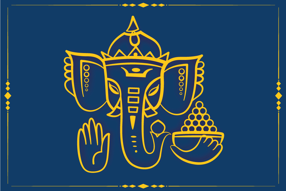 Individuais de mesa originais com motivo ganesha tradicional - TenStickers