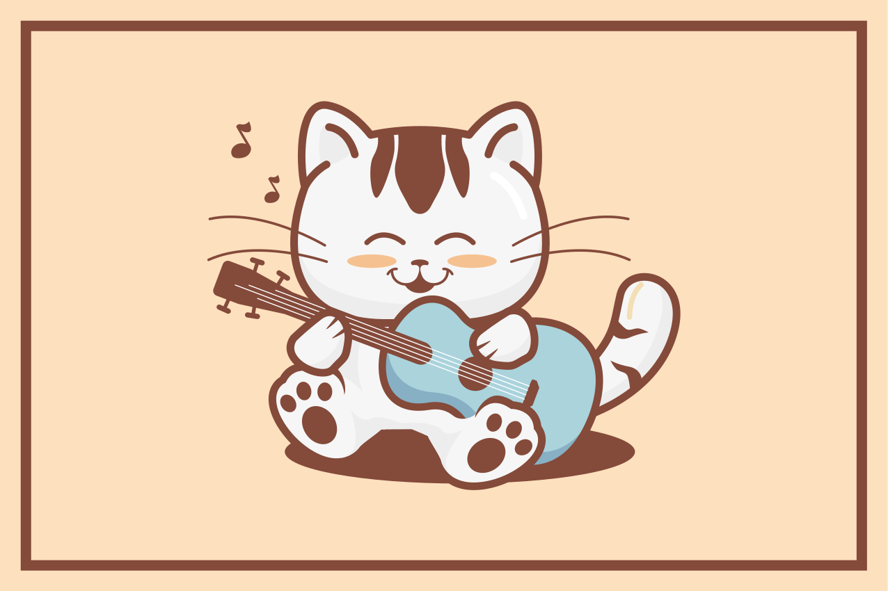 Individuais de mesa infantis personagem gato musical - TenStickers