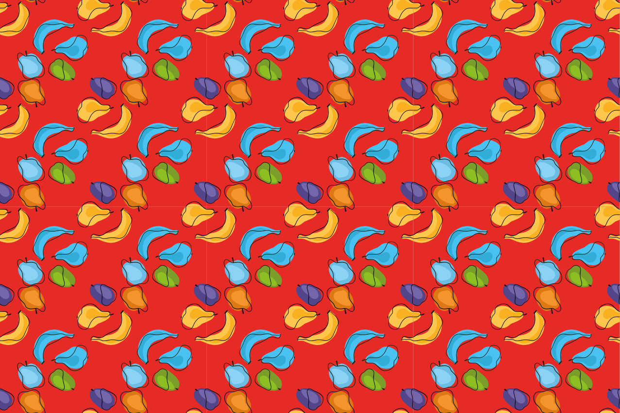 Individuais de mesa originais com padrão de frutas coloridas - TenStickers