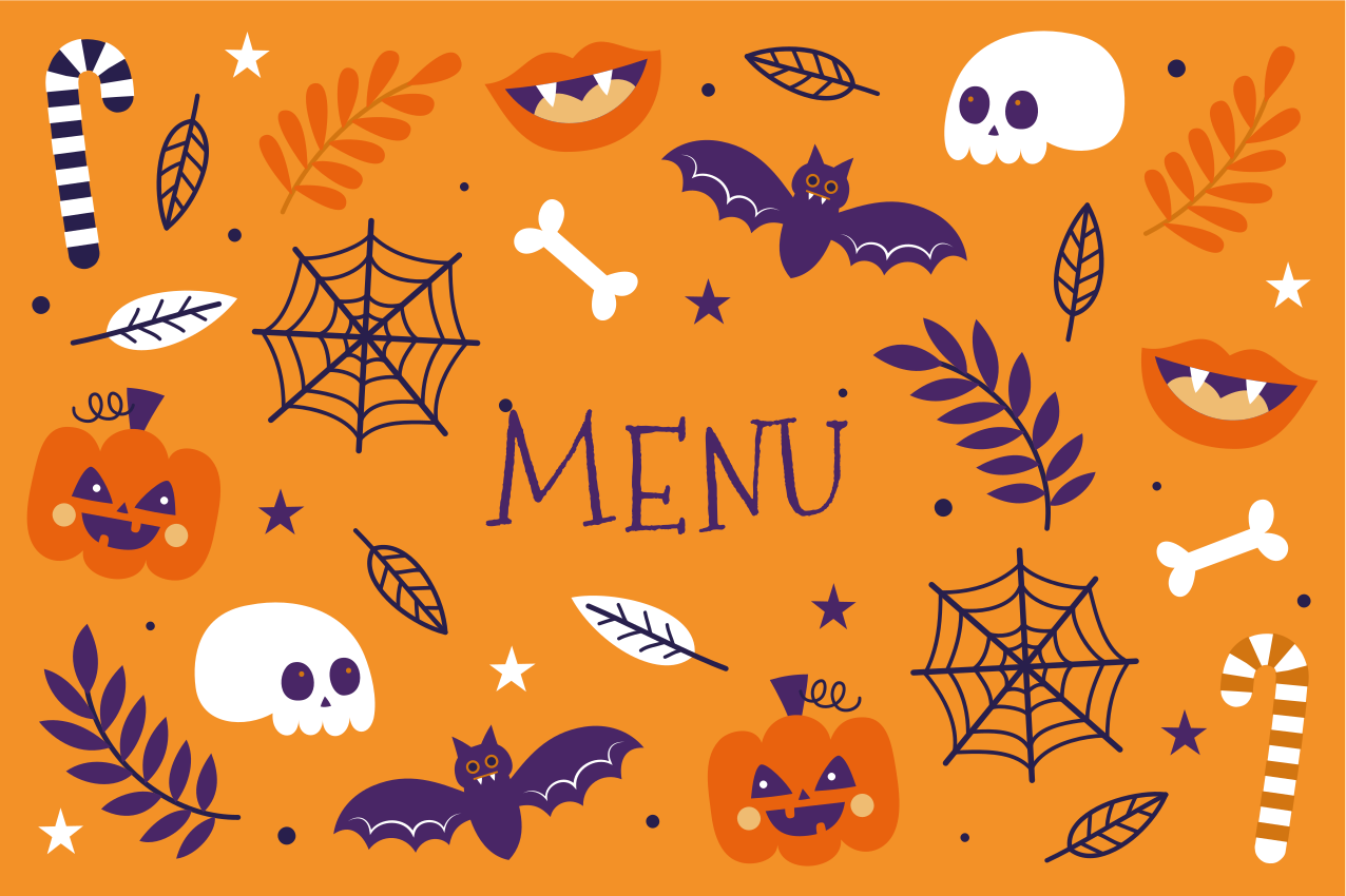Individual de mesa halloween menu assustador - TenStickers