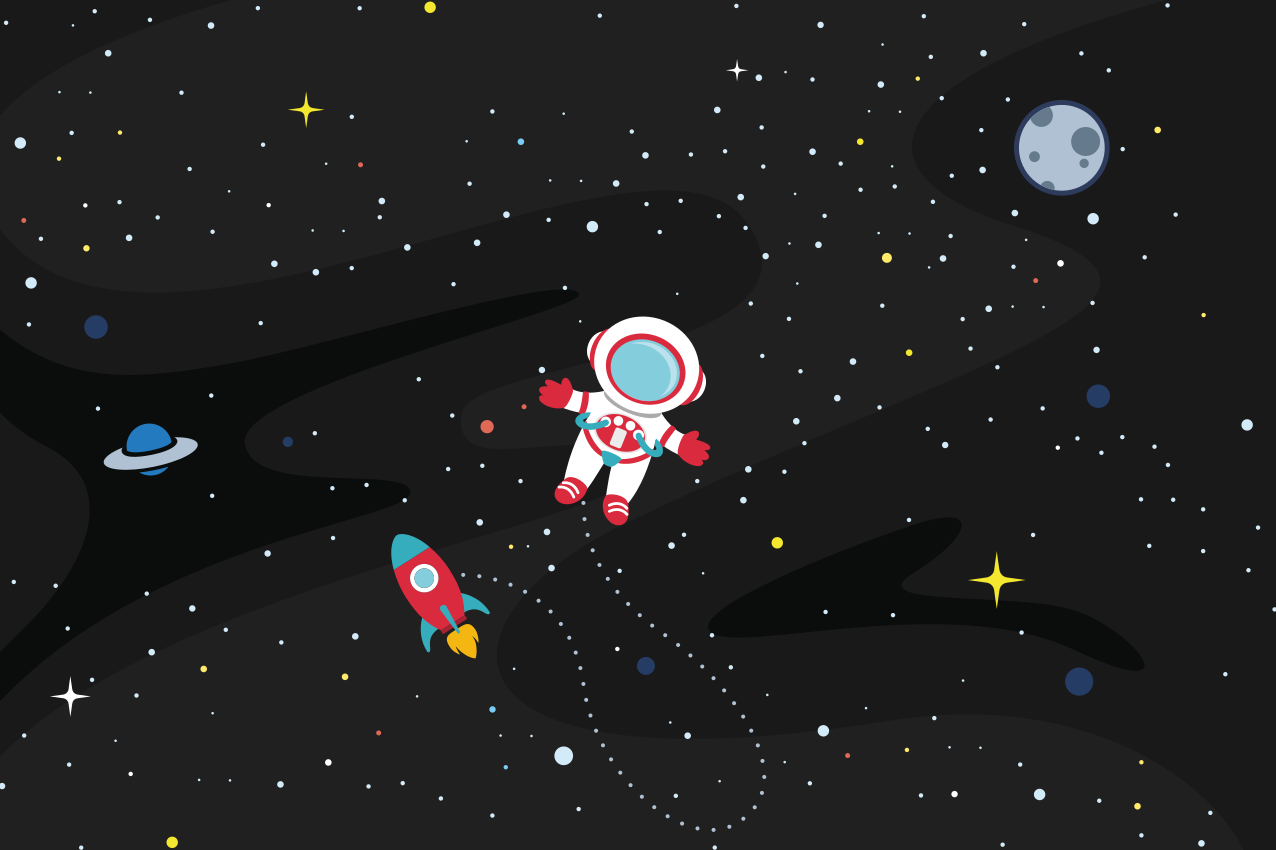 Individuais de mesa infantis astronauta e foguete - TenStickers