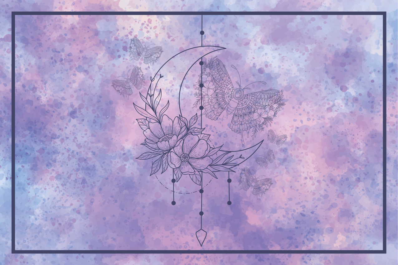 Individuais de mesa originais design floral lunar - TenStickers