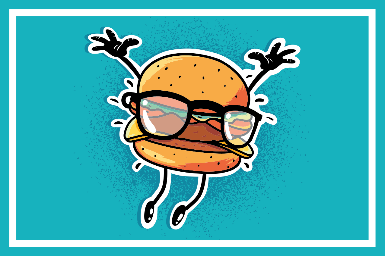 Individuais de mesa infantis personagem hambúrguer saltador - TenStickers