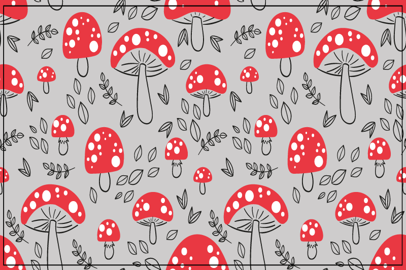 Individuais de mesa originais padrão cogumelo vermelho - TenStickers