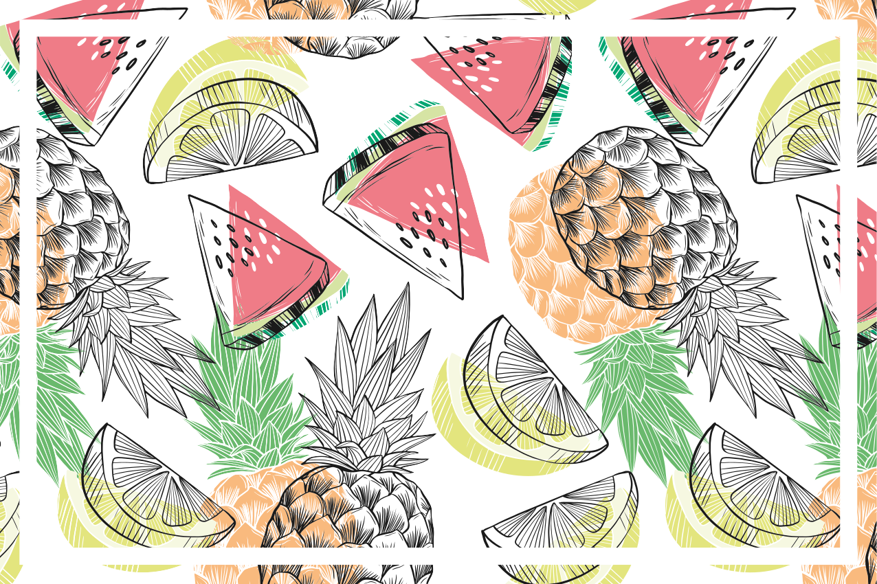 Individuais de mesa originais estampa de frutas tropicais - TenStickers