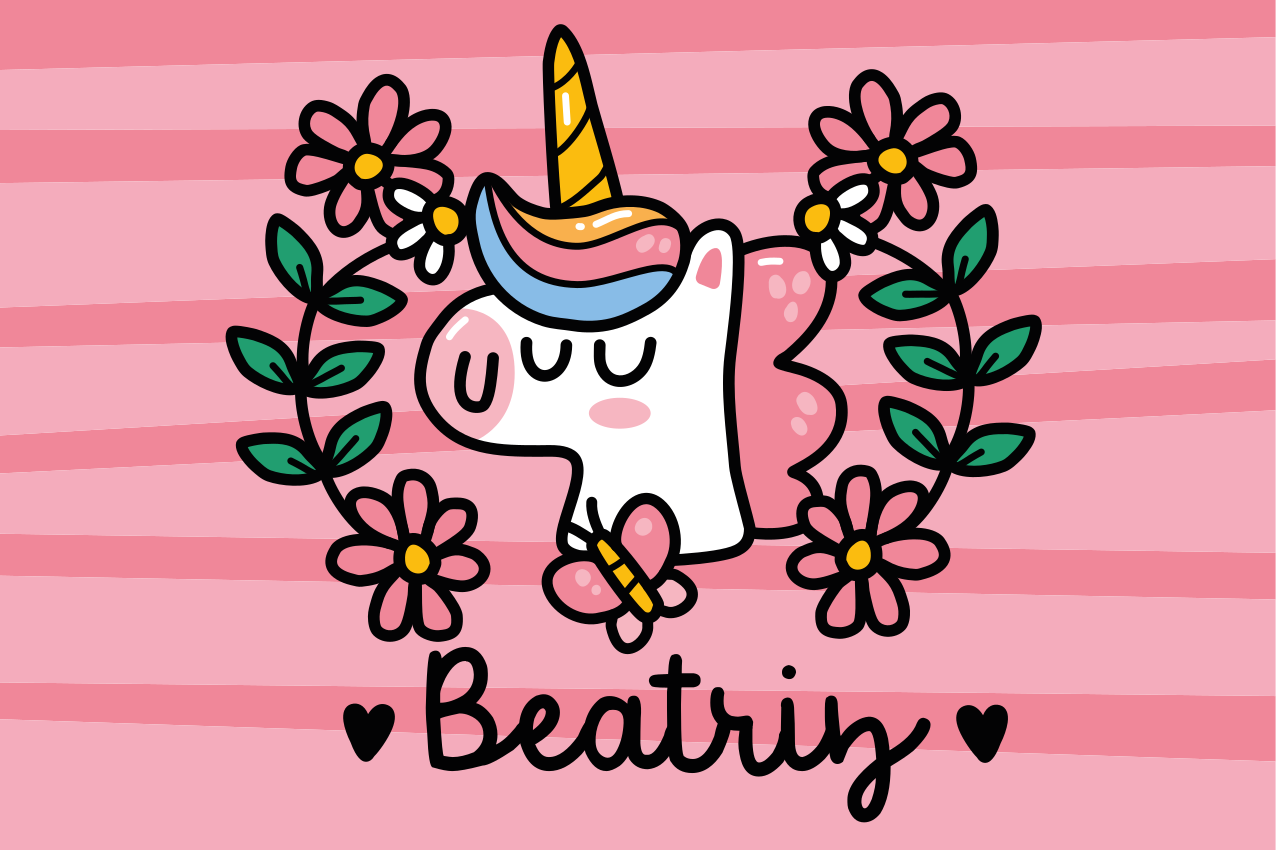 Individuais de mesa infantis unicórnio lúdico com flores - TenStickers