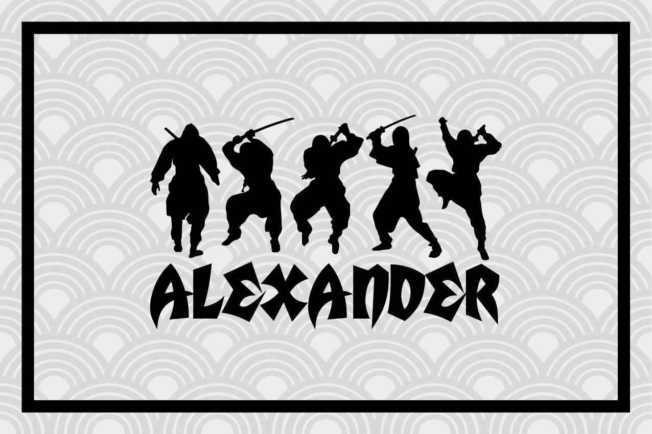 Individuais de mesa com nome silhuetas de ninja warrior - TenStickers