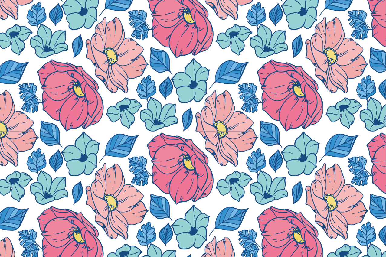 Individuais de mesa elegantes Delicadas flores rosa e azul - TenStickers
