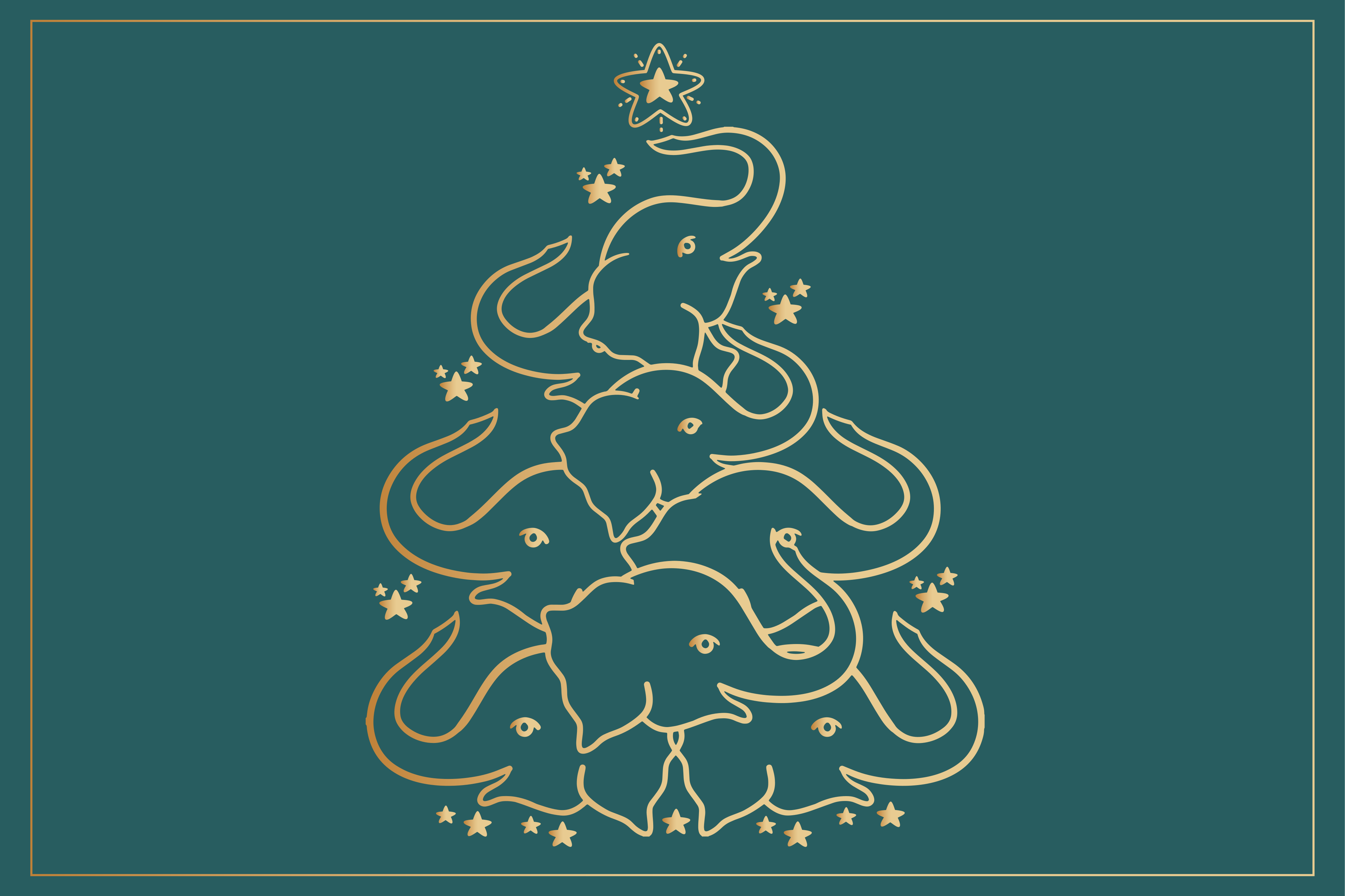 Individuais de mesa de natal Árvore elegante de elefante - TenStickers