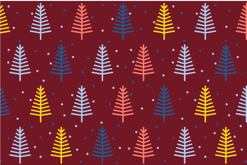 Individuais de mesa de natal com padrão de árvore colorida - TenStickers