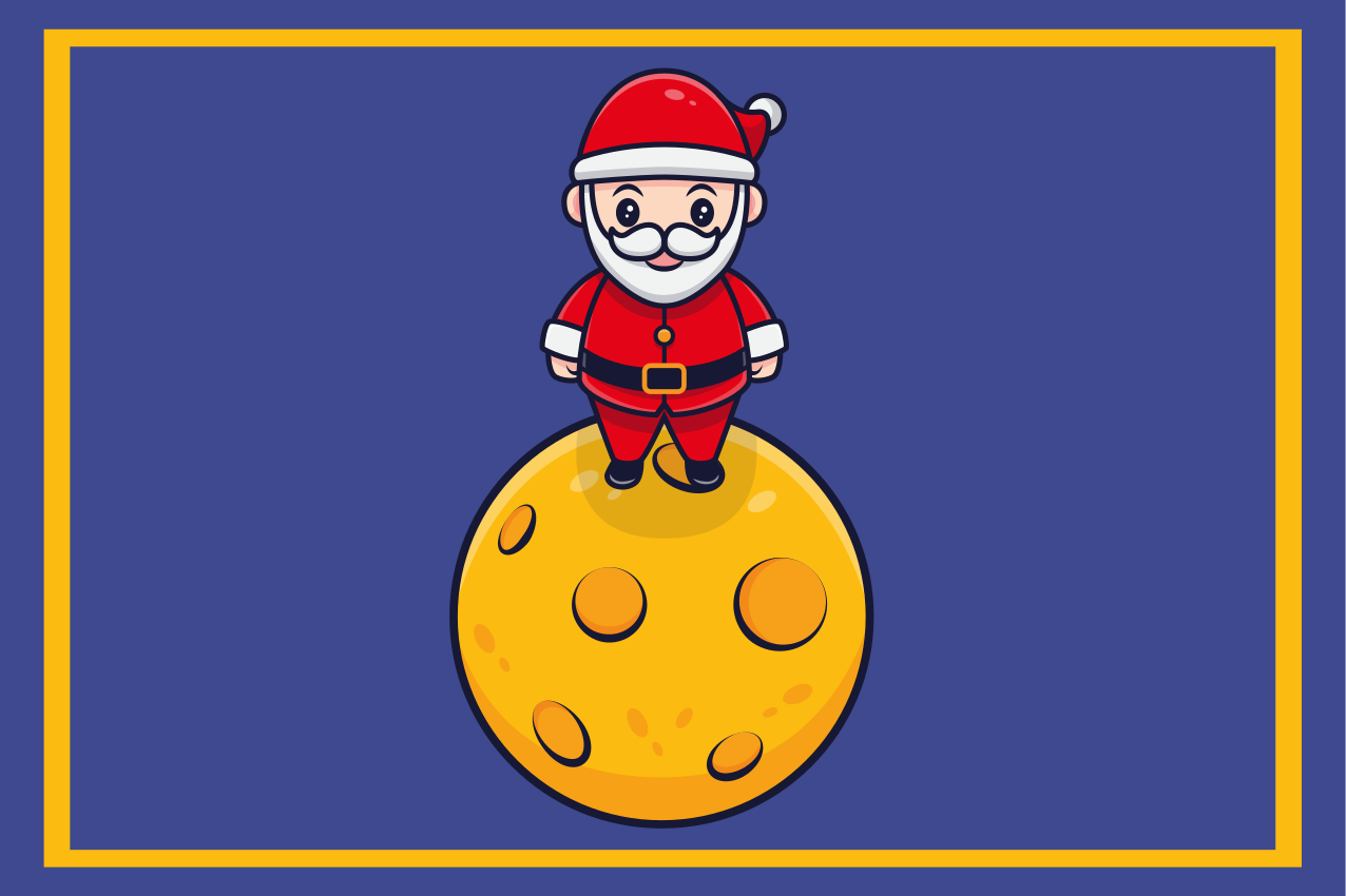Individuais de mesa de natal papai noel na lua - TenStickers