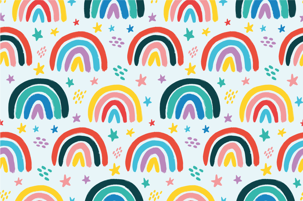 Individuais de mesa infantis elementos arco-Íris alegres - TenStickers