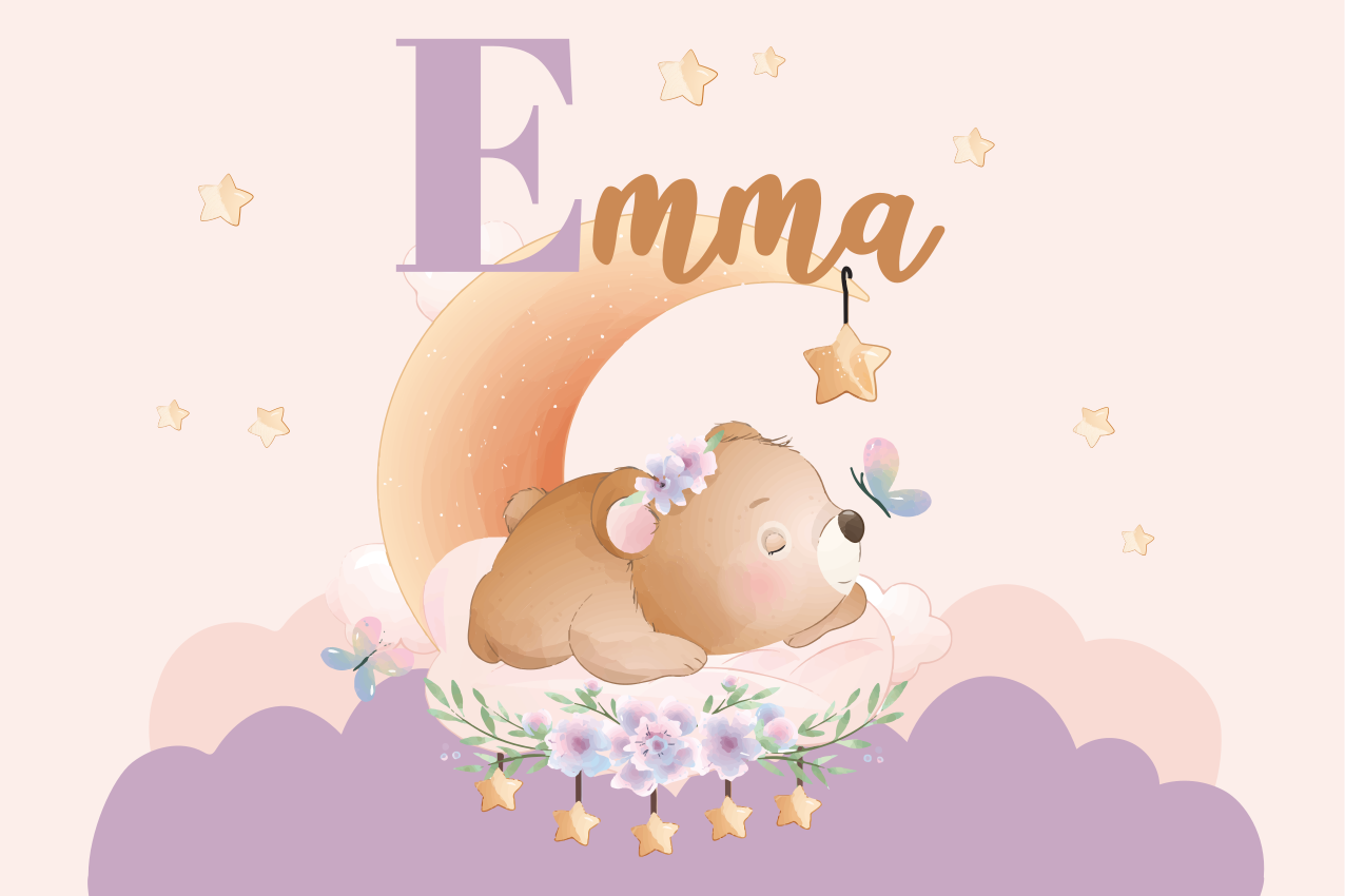 Individuais de mesa infantis urso dorminhoco com estrelas - TenStickers